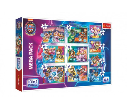 Puzzle 10v1 Šťastný den psů Tlapková Patrola/Paw Patrol v krabici 40x27x6cm