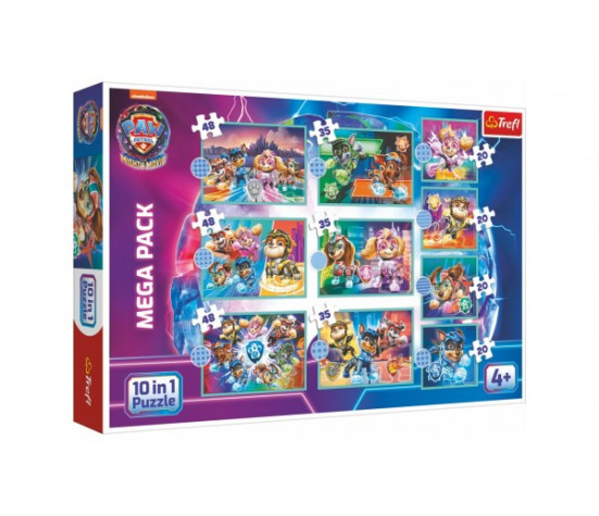 Puzzle 10v1 Šťastný den psů Tlapková Patrola/Paw Patrol v krabici 40x27x6cm