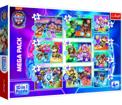 Puzzle 10v1 Šťastný den psů Tlapková Patrola/Paw Patrol v krabici 40x27x6cm