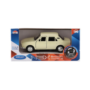 Auto Welly Škoda 105L kov/plast 11cm 1:34-39 na volný chod 4 barvy v krabičce 15x7x7cm