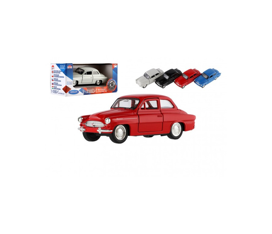 Auto Welly Škoda Octavia 1959 kov/plast 11cm 1:34-39 na volný chod 4 barvy v krabičce 15x7x7cm