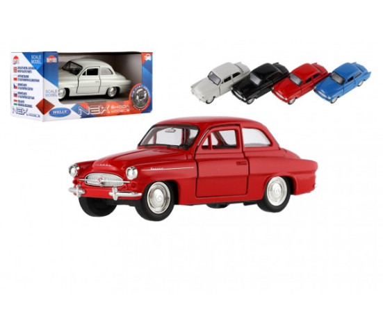 Auto Welly Škoda Octavia 1959 kov/plast 11cm 1:34-39 na volný chod 4 barvy v krabičce 15x7x7cm