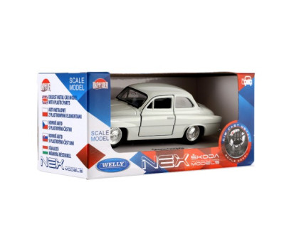 Auto Welly Škoda Octavia 1959 kov/plast 11cm 1:34-39 na volný chod 4 barvy v krabičce 15x7x7cm