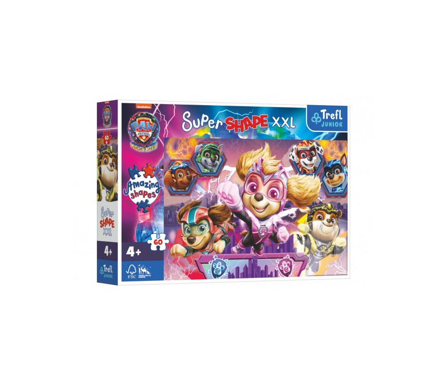 Puzzle Šťastní psi 60 XXL Super Shape Tlapková patrola/Paw Patrol 60x40cm v krabici 33x23x6cm