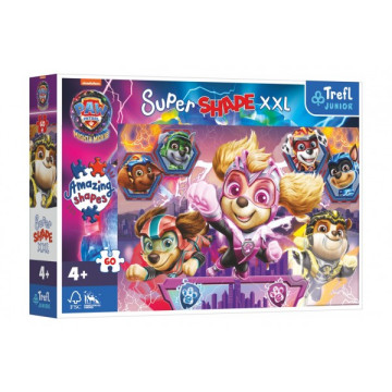 Puzzle Šťastní psi 60 XXL Super Shape Tlapková patrola/Paw Patrol 60x40cm v krabici 33x23x6cm