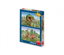 Puzzle 2v1 Souboj dinosaurů 2x48 dílků 26x18cm v krabici 19x27,5x4cm