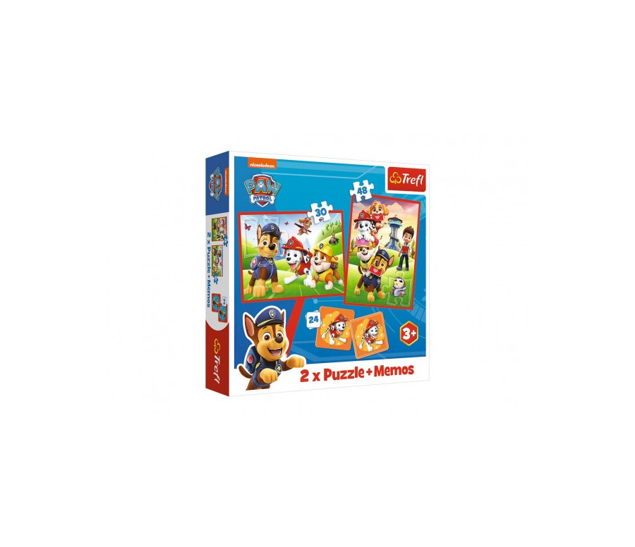 Puzzle 2v1 + pexeso Psí tým Tlapková patrola/Paw Patrol 27,5x20,5cm v krabici 28x28x6cm