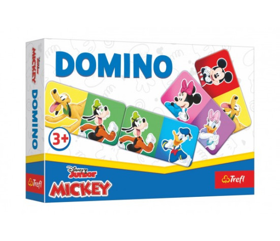 Domino papírové Mickey Mouse a přátelé 21 kartiček společenská hra v krabici 21x14x4cm