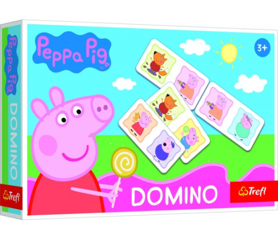 Domino papírové Prasátko Peppa/Peppa Pig 21 kartiček společenská hra v krabici 21x14x4cm