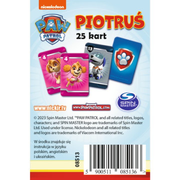 Černý Petr Tlapková patrola/Paw Patrol společenská hra - karty v krabičce 6x9x1cm 20ks v boxu