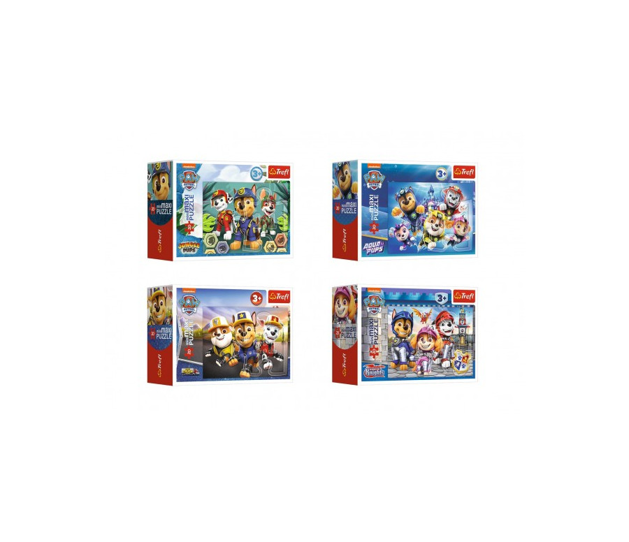 Minipuzzle miniMAXI 20 dílků Tlapková patrola/Paw Patrol 4 druhy v krabičce 11x8x4cm 24ks v boxu