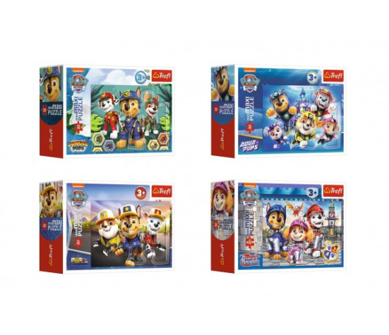 Minipuzzle miniMAXI 20 dílků Tlapková patrola/Paw Patrol 4 druhy v krabičce 11x8x4cm 24ks v boxu