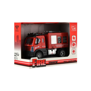 Auto hasiči plast 13cm na zpětné natažení v krabičce 17x12x8cm