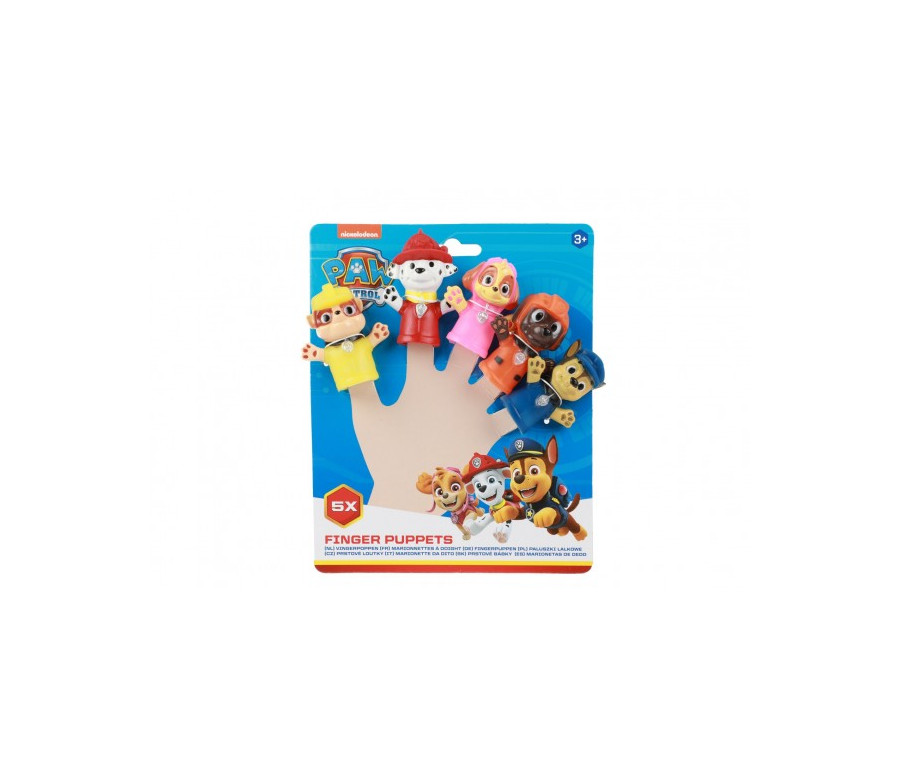 Maňásek prstový 5ks Tlapková patrola/Paw patrol guma 6cm na kartě 16,5x20cm