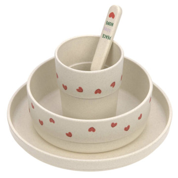 Dish Set PP/Cellulose Happy Rascals Heart lavender