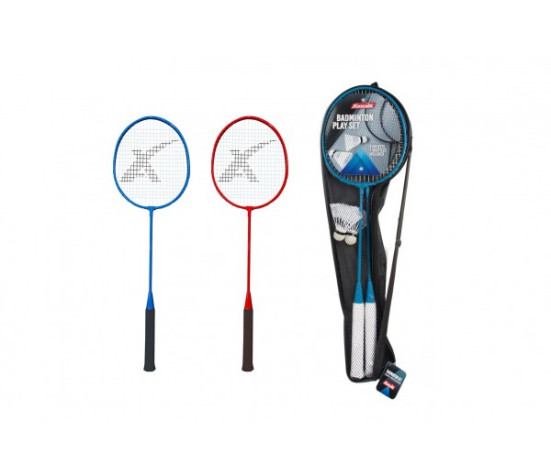 Sada badminton pálky 2ks + míček 2ks 65cm kov/plast 2 barvy v pouzdře