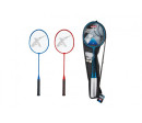 Sada badminton pálky 2ks + míček 2ks 65cm kov/plast 2 barvy v pouzdře