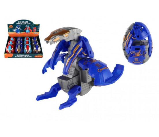 Dinosaurus/robot skládací vejce plast 11cm ve fólii 4 barvy 12ks v boxu