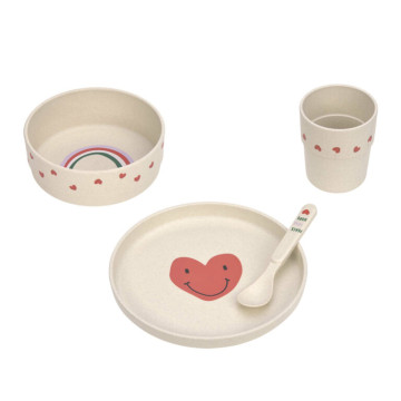 Dish Set PP/Cellulose Happy Rascals Heart lavender