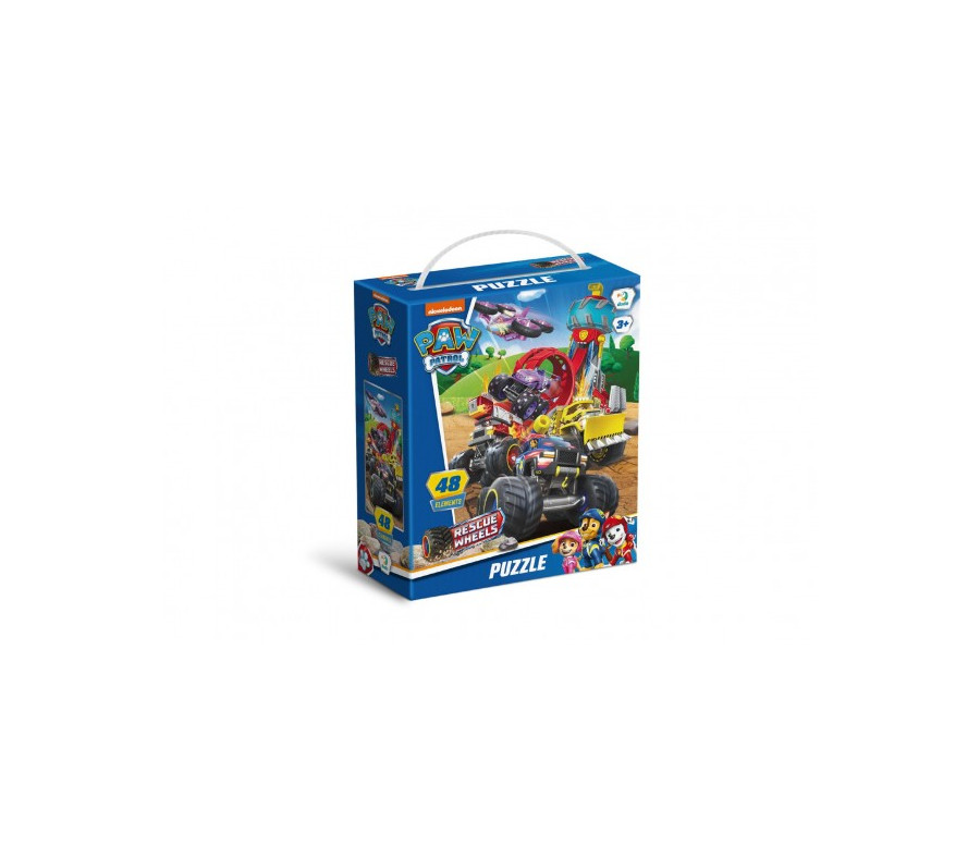 Puzzle Tlapková patrola/Paw Patrol Záchrana na kolech 32x23cm 48 dílků v krabičce 15x18x6cm