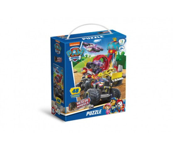 Puzzle Tlapková patrola/Paw Patrol Záchrana na kolech 32x23cm 48 dílků v krabičce 15x18x6cm