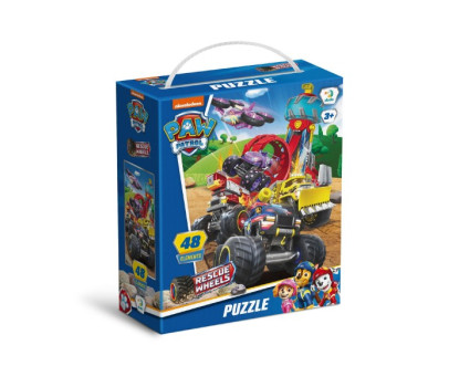 Puzzle Tlapková patrola/Paw Patrol Záchrana na kolech 32x23cm 48 dílků v krabičce 15x18x6cm