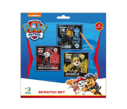 Škrabací obrázek 3ks barevný Tlapková patrola/Paw Patrol 20x20cm na kartě