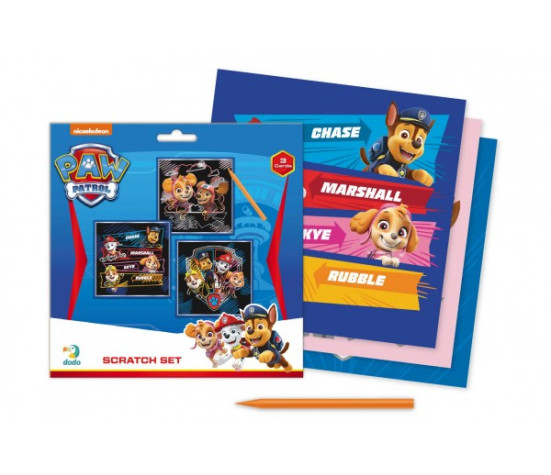 Škrabací obrázek 3ks barevný Tlapková patrola/Paw Patrol 20x20cm na kartě