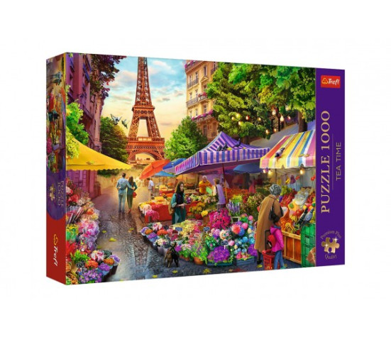 Puzzle Premium Plus - Čajový čas: Květinový trh, Paříž 1000 dílků 68,3x48cm v krabici 40x27x6cm