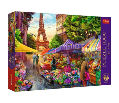 Puzzle Premium Plus - Čajový čas: Květinový trh, Paříž 1000 dílků 68,3x48cm v krabici 40x27x6cm