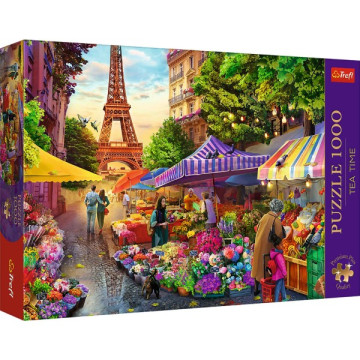 Puzzle Premium Plus - Čajový čas: Květinový trh, Paříž 1000 dílků 68,3x48cm v krabici 40x27x6cm