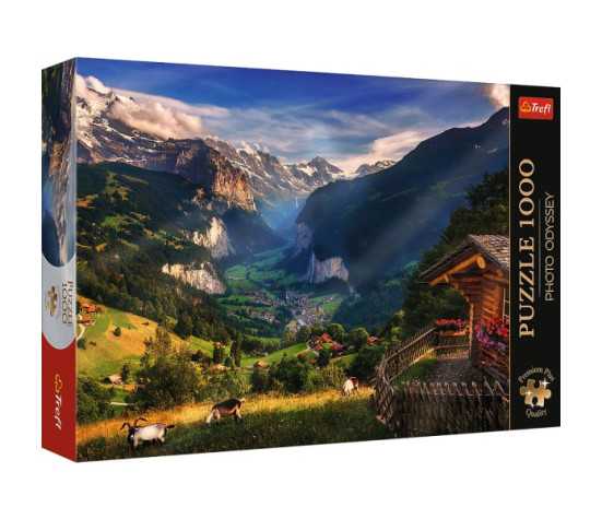 Puzzle Premium Plus - Photo Odyssey: Údolí Lauterbrunnen 1000 dílků 68,3x48cm v krabici 40x27x6cm