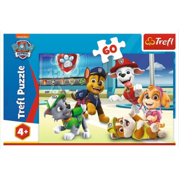 Puzzle Ve světě štěňat Tlapková patrola/Paw patrol 33x22cm 60 dílků v krabici 21x14x4cm