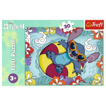 Puzzle Lilo&Stitch na dovolené 27x20cm 30 dílků v krabičce 21x14x4cm