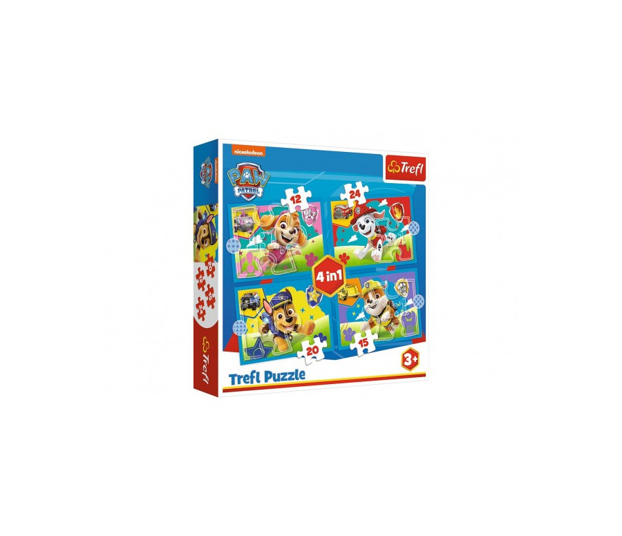 Puzzle 4v1 Štěňata v běhu Tlapková patrola/Paw Patrol 28,5x20,5cm v krabici 28x28x6cm