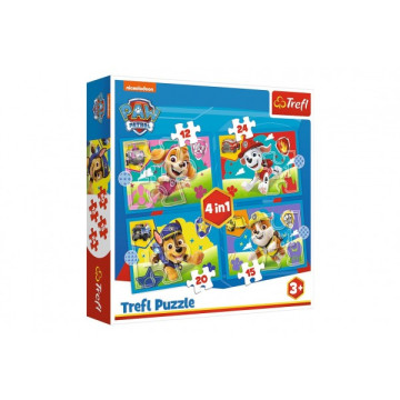 Puzzle 4v1 Štěňata v běhu Tlapková patrola/Paw Patrol 28,5x20,5cm v krabici 28x28x6cm