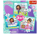 Puzzle 3v1 Gabbyiny aktivity/Gabby´s Dollhouse 20x19,5cm v krabici 28x28x6cm