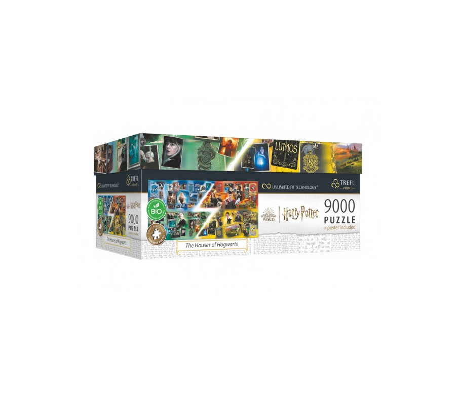 Puzzle Harry Potter Domy v Bradavicích 9000 dílků + plakát v krabici 45x24x21cm