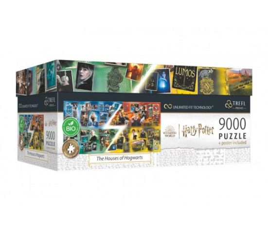 Puzzle Harry Potter Domy v Bradavicích 9000 dílků + plakát v krabici 45x24x21cm