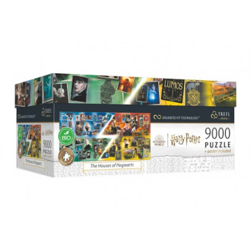 Puzzle Harry Potter Domy v Bradavicích 9000 dílků + plakát v krabici 45x24x21cm