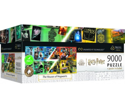 Puzzle Harry Potter Domy v Bradavicích 9000 dílků + plakát v krabici 45x24x21cm