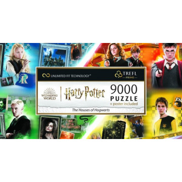 Puzzle Harry Potter Domy v Bradavicích 9000 dílků + plakát v krabici 45x24x21cm