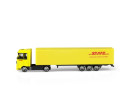 Auto kamion s návěsem DHL plast 19cm na volný chod v krabičce 20x6x4cm