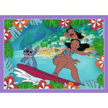 Puzzle 4v1 Bláznivý den Lilo&Stitch v krabici 28x28x6cm