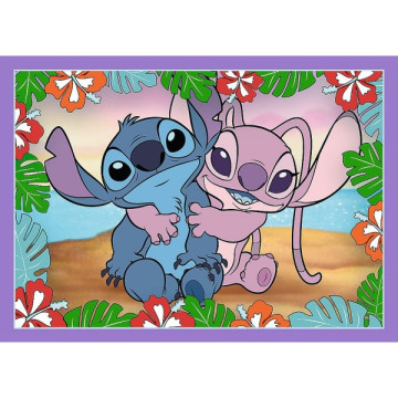 Puzzle 4v1 Bláznivý den Lilo&Stitch v krabici 28x28x6cm