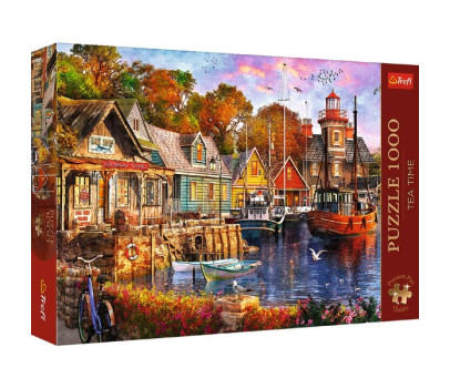 Puzzle Premium Plus - Čajový čas: Přímořský přístav 1000 dílků 68,3x48cm v krabici 40x27x6cm