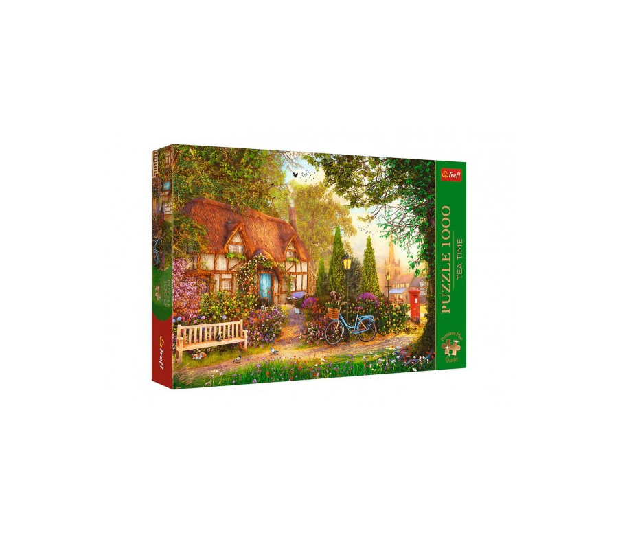 Puzzle Premium Plus - Čajový čas: Došková chalupa 1000 dílků 68,3x48cm v krabici 40x27x6cm