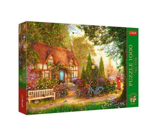 Puzzle Premium Plus - Čajový čas: Došková chalupa 1000 dílků 68,3x48cm v krabici 40x27x6cm