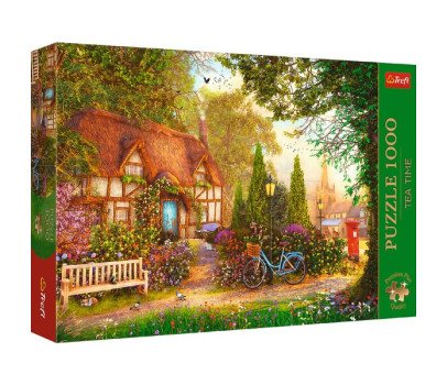 Puzzle Premium Plus - Čajový čas: Došková chalupa 1000 dílků 68,3x48cm v krabici 40x27x6cm