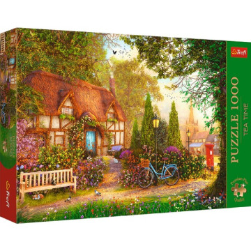 Puzzle Premium Plus - Čajový čas: Došková chalupa 1000 dílků 68,3x48cm v krabici 40x27x6cm